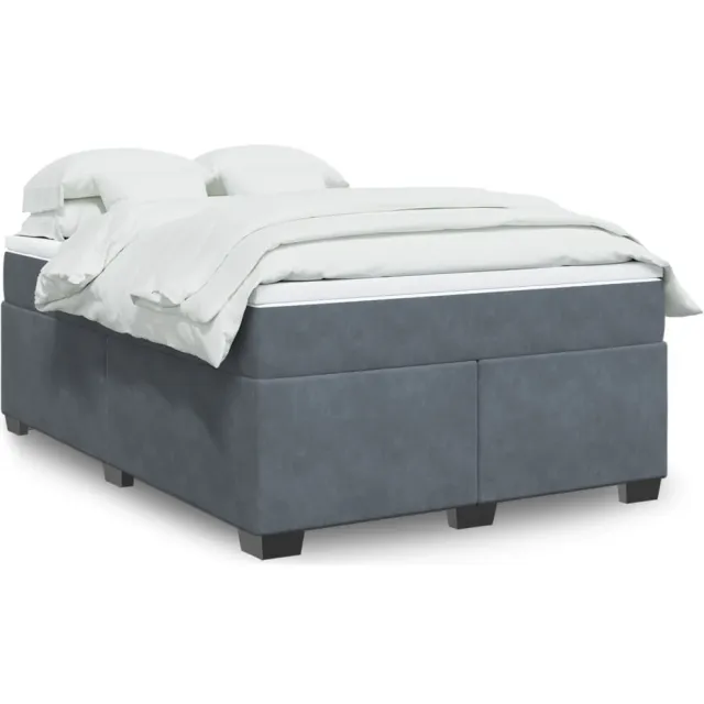 vidaXL Boxspring met matras fluweel donkergrijs 140x190 cm grijs