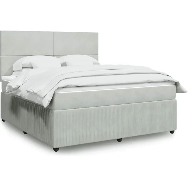 vidaXL Boxspring met matras fluweel lichtgrijs 180x200 cm grijs