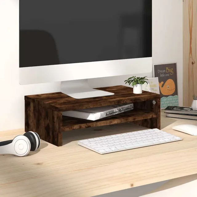 vidaXL Monitorstandaard 42x24x13 cm bewerkt hout gerookt eikenkleurig Bruin