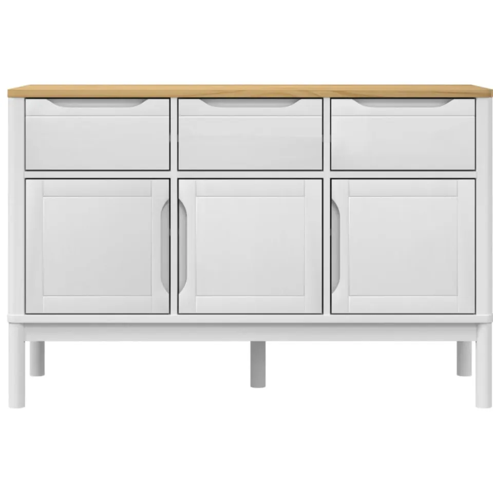 vidaXL Dressoir FLORO 114x43x74 cm massief grenenhout wit, foto 4