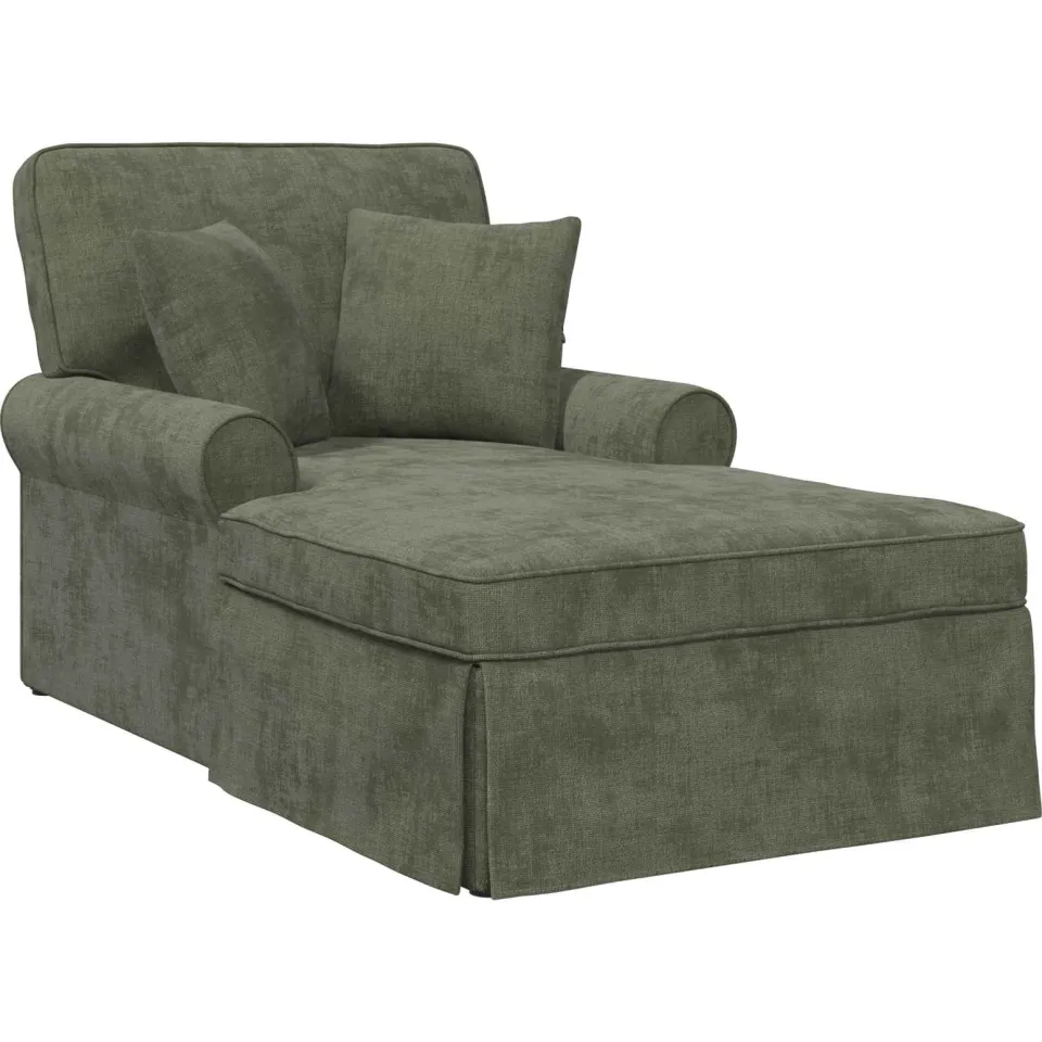vidaXL Chaise Lounge met Rok met kussen Groen 157 x 91 x 91 cm ARES, foto 4