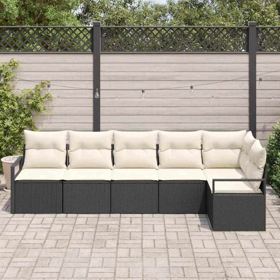 vidaXL Bankstel 6 st Zwart poly rattan, foto 3