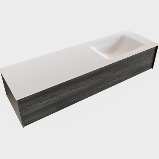 Boss & Wessing Badkamermeubel BWS Madrid Antraciet 150x45x30 cm Mat Witte Solid Surface Wastafel Rechts (0 kraangaten)