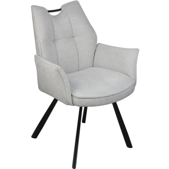 Meubelplaats Eetkamerstoel Felien met armleuning Chenille - Beige - eetkamerstoelen set van 2