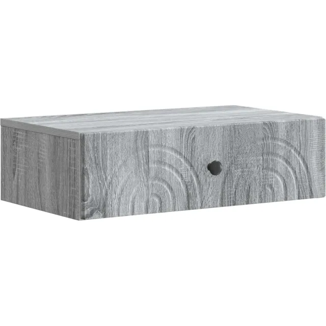 vidaXL Wandgemonteerde - Zijtafel - 59 - x - 34,5 - x - 17 - cm - Bewerkt - hout Grijs sonoma