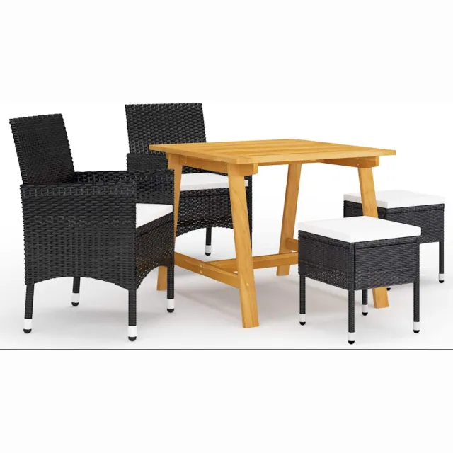 vidaXL 5-delige Tuinset zwart
