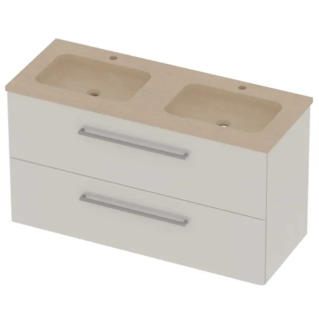 Basic-Line Rocky 46 Badmeubelset Hardsteen 120x46x62 cm R46SSDHW120D2 Ice White Sand Stone Beige