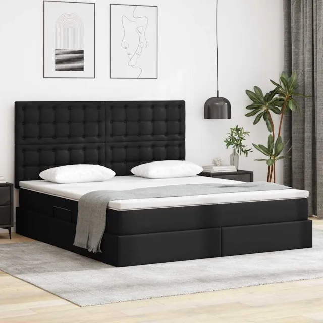 vidaXL Opslag bed Zwart 160 x 200 cm Nep Leer