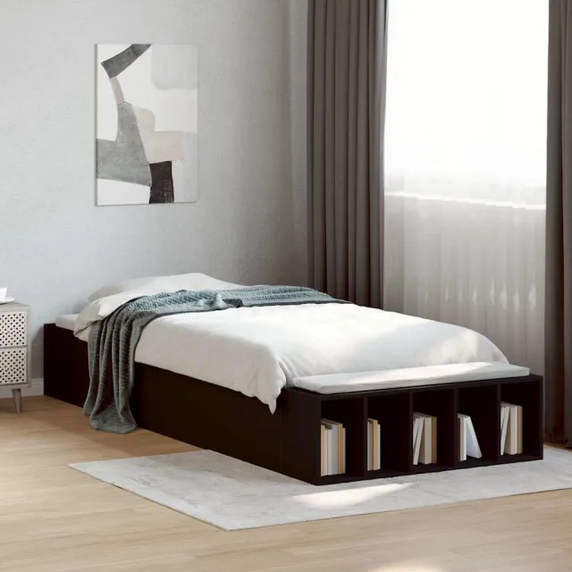 vidaXL Bedframe bewerkt hout zwart 100x200 cm