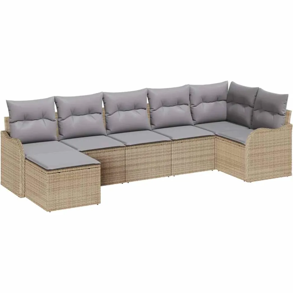 vidaXL Tuin Sofa Set 7 st Beige poly rattan