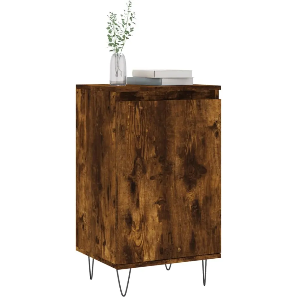 vidaXL Dressoir 40x35x70 cm bewerkt hout gerookt eikenkleurig Wit