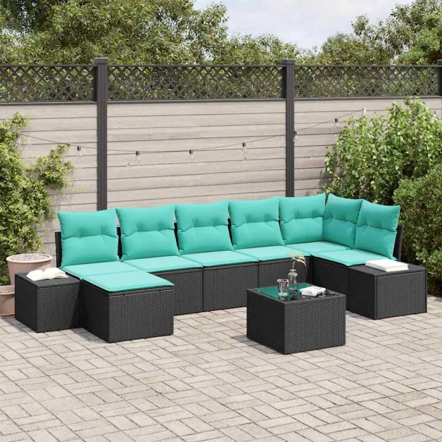 vidaXL Tuin Sofa Set 8 st Zwart poly rattan, foto 2
