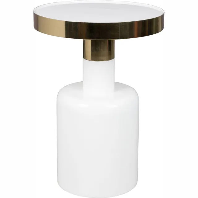 Zuiver Glam Bijzettafel Rond 36 cm Wit/ Goud