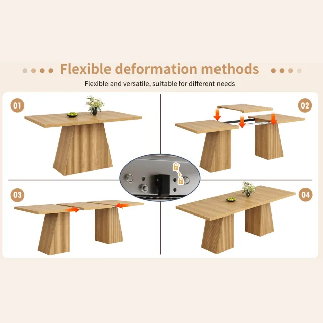MIVRAY Uitschuifbare Eettafel - Scandinavisch Design Met Trapeziumpoten - Voor 4 Tot 6 Personen - MDF En Metaal - 120/160x80x76 Cm - Licht Eiken Houtkleur