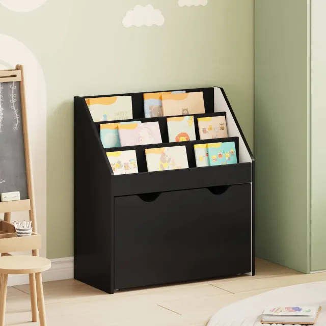 vidaXL Kinderen Boekenkast Zwart 60 x 29,5 x 69 cm Bewerkt hout, foto 2