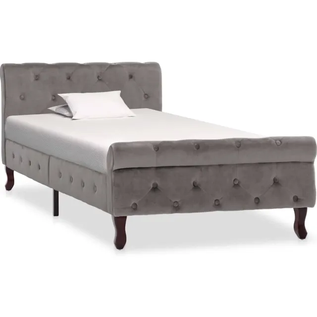 vidaXL Bedframe fluweel grijs 90x200 cm
