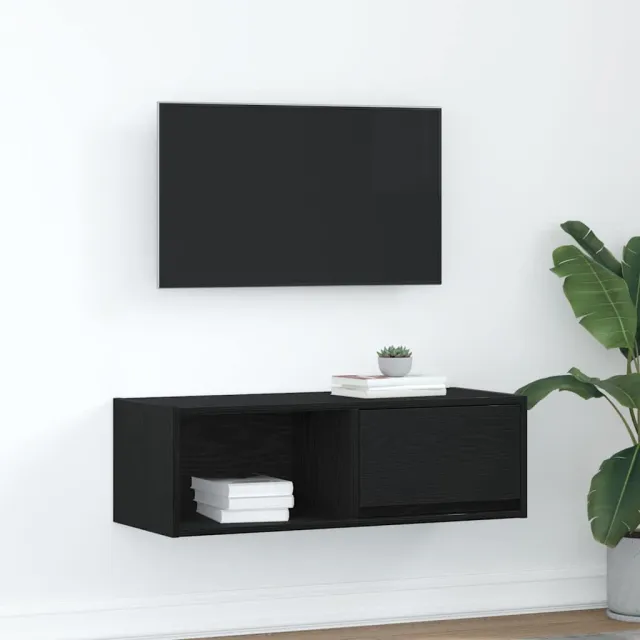 vidaXL TV-meubel 80x31x25,5 cm spaanplaat zwart eikenkleurig