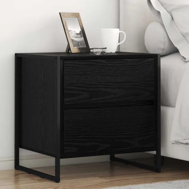 vidaXL Nachtkastje 2 st Zwart Eiken 50 x 39,5 x 50 cm Bewerkt hout, foto 2