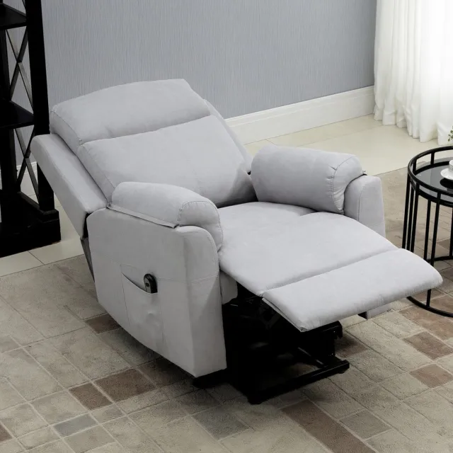 HAUSS SPOLE Relaxfauteuil - Elektrische Sta Op Fauteuil Met Liegefunctie - Met Voetensteun En Afstandsbediening - Voor Woonkamer - Stof Lichtgrijs Light Gray