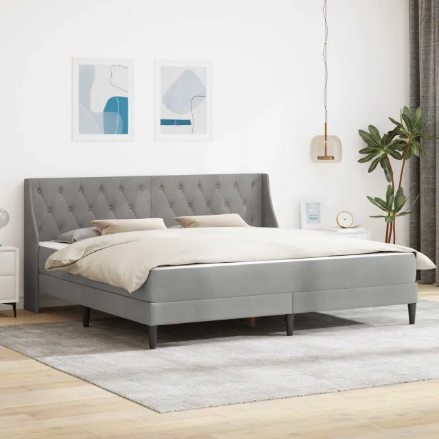 vidaXL Bedframe met matras Lichtgrijs 200 x 200 cm fluweel