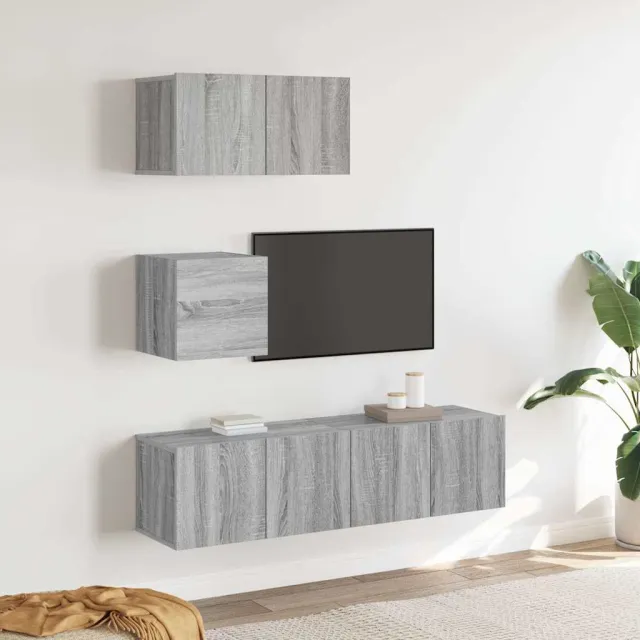vidaXL 4-delige Tv-meubelset bewerkt hout grijs sonoma eikenkleurig, foto 2