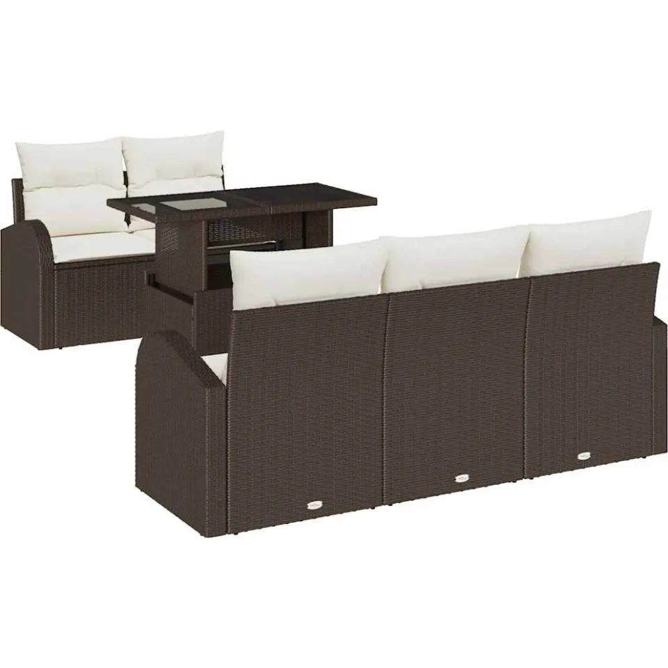 vidaXL Tuin Sofa Set 6 st Bruin poly rattan