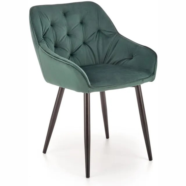 Halmar K487 Serie - Eetkamerstoel - Groen Velvet - Ergonomisch - Metaal Donkergroen