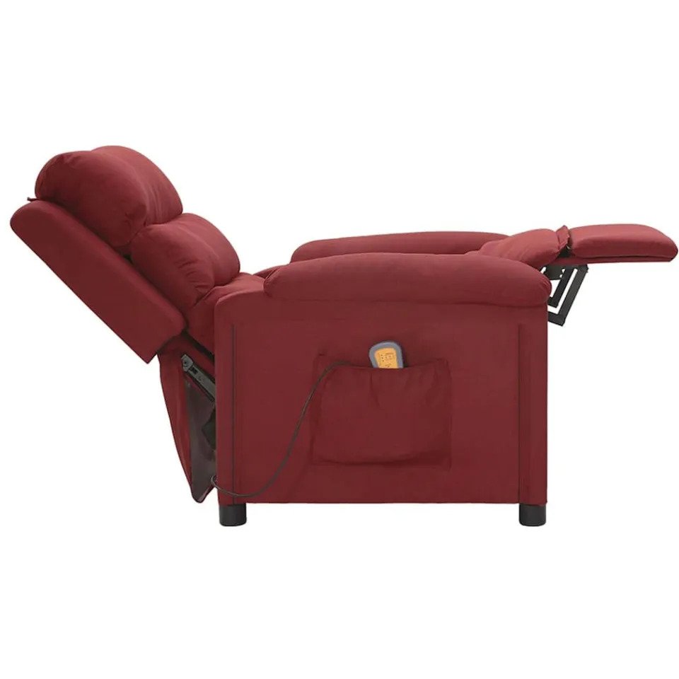 vidaXL Massagestoel stof wijnrood, foto 3