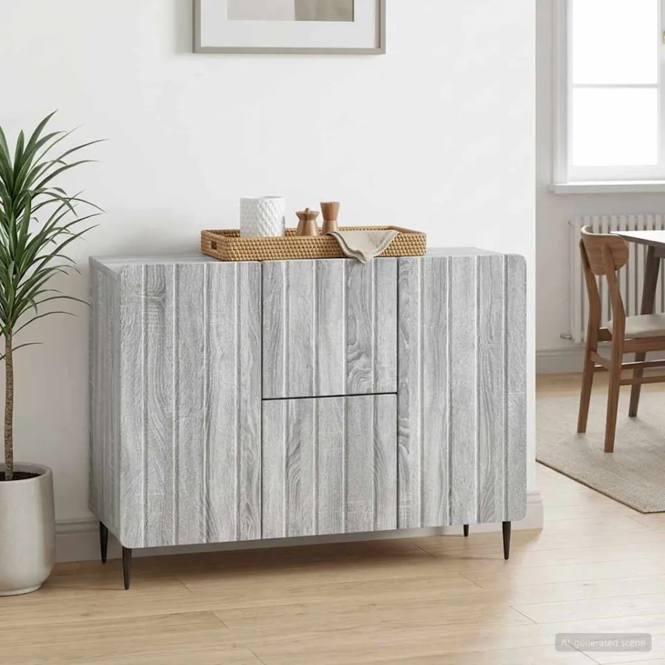 vidaXL Dressoir met lade Grijs sonoma 89 x 34,5 x 62 cm Bewerkt hout, foto 3