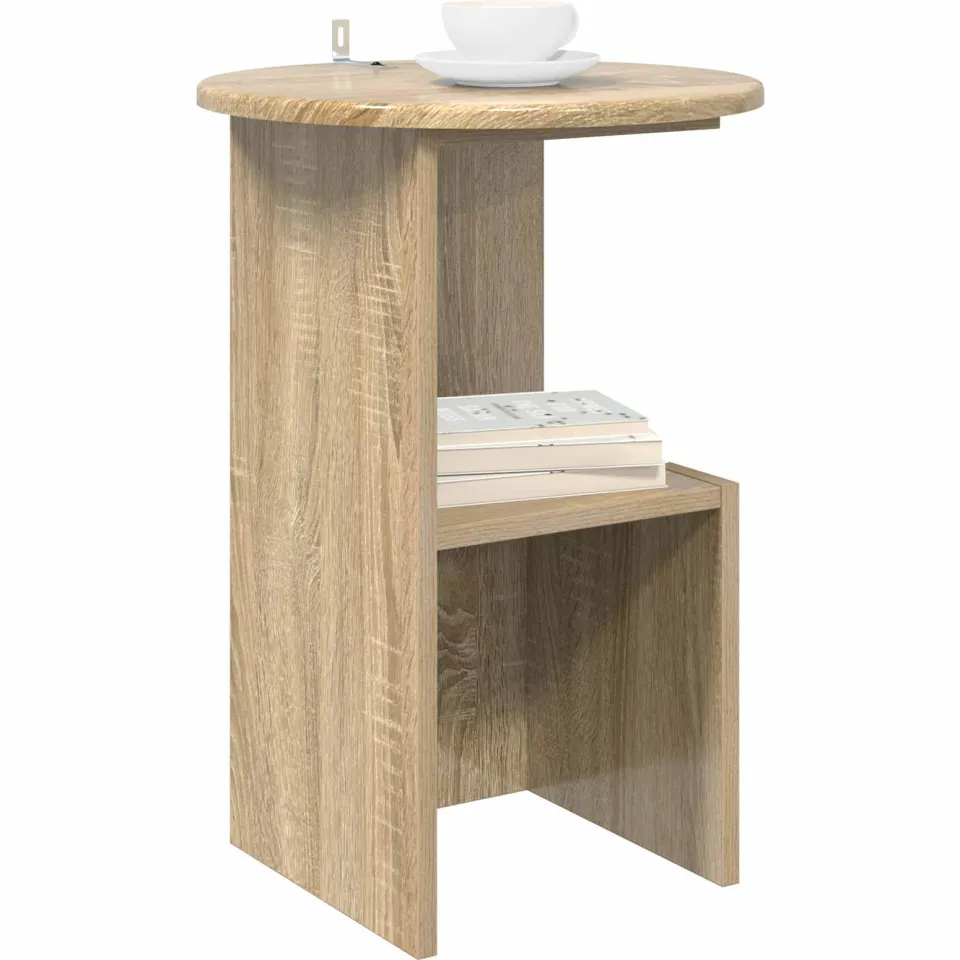 vidaXL Bijzettafel Sonoma Eiken Ø 39,5 x 55 cm Bewerkt hout Bruin