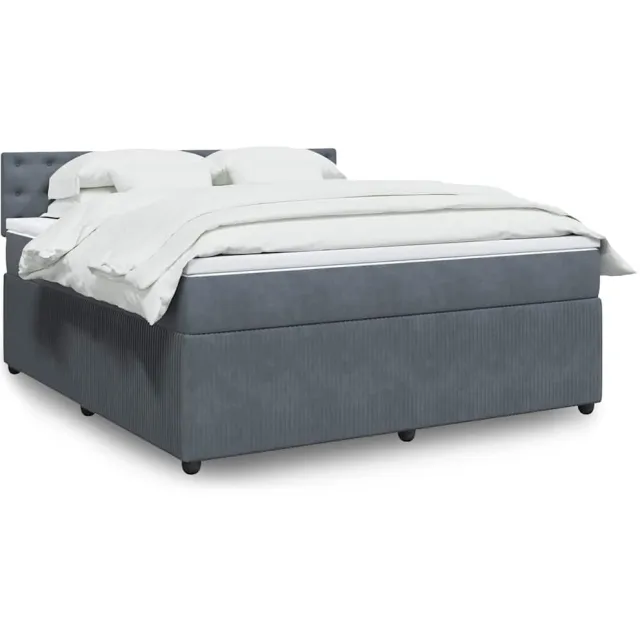 vidaXL Boxspring met matras fluweel donkergrijs 180x200 cm grijs