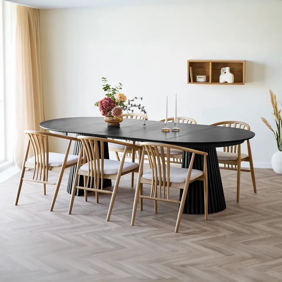 Artichok Alko uitschuifbare houten eettafel zwart - Ø 120 tot 240 cm, foto 2
