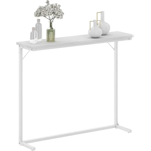 HILINSIE Industriële Consoletafel – Smalle Haltafel 100x24x80cm – Metalen Frame & Rustieke Houten Plaat – Eenvoudig te Monteren, Stevig & Veelzijdig,ECT01213W – Wit