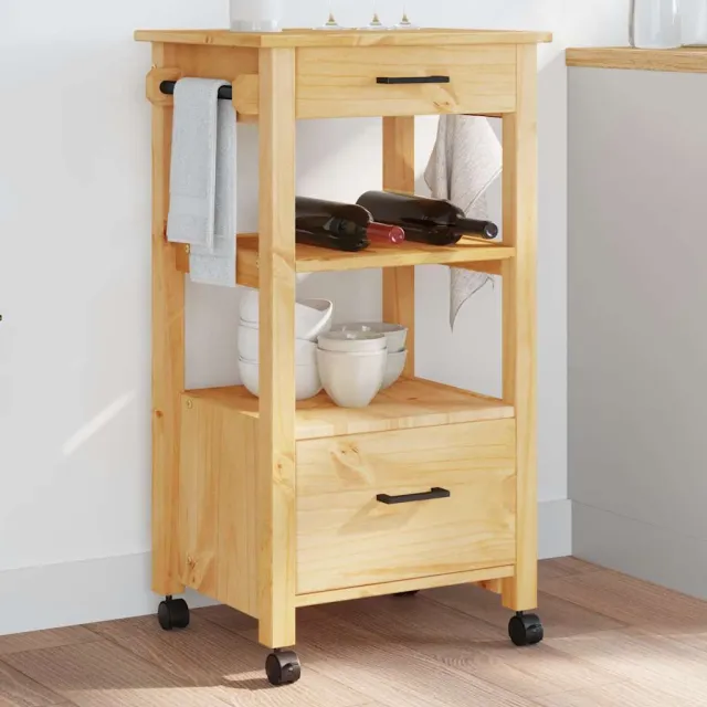 vidaXL Keukentrolley MONZA 48x40x88,5 cm massief grenenhout bruin, foto 2