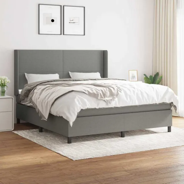 vidaXL Boxspring met matras stof donkergrijs 160x200 cm grijs