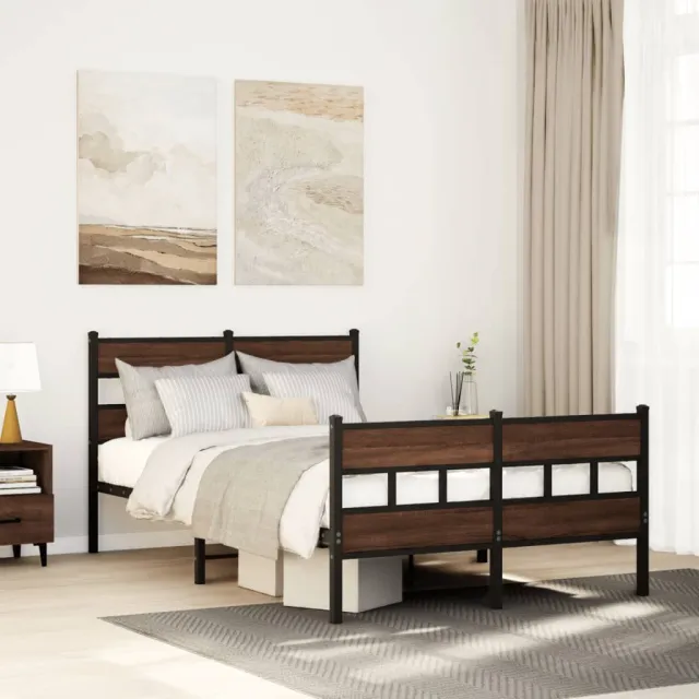 vidaXL Bedframe met hoofdbord en voetbord zonder matras 120x190 cm Bruin