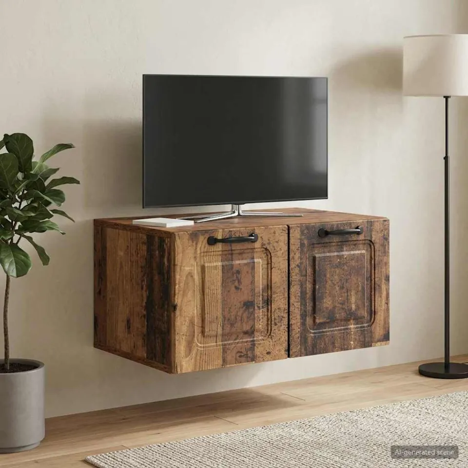 vidaXL Wandbeugel TV-kast Oud hout 59,5 x 41 x 30 cm Bewerkt hout bruin, foto 4