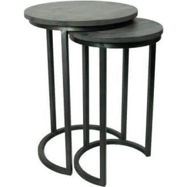 Hoogendam Interiors Bijzettafel set 2 zwart 216001207 Rustiek bruin