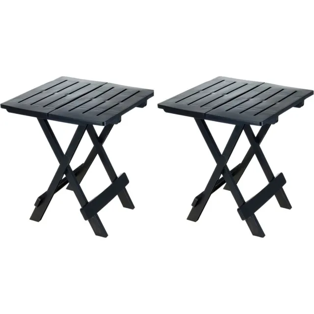 Pro Garden Opvouwbaar tuin/camping bijzet tafeltje - 2x - Kunststof - antraciet grijs - 44 x 44 x 50 cm Zwart