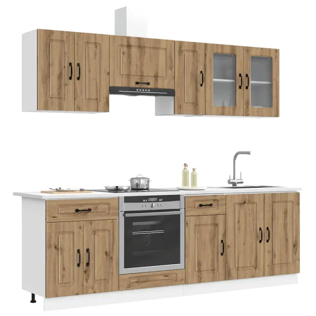 vidaXL 8-delige Keukenkastenset Kalmar bewerkt hout artisanaal eiken