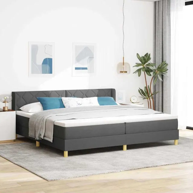 vidaXL Boxspringbed met hoofdeinde Donkergrijs 200 x 200 cm Stof
