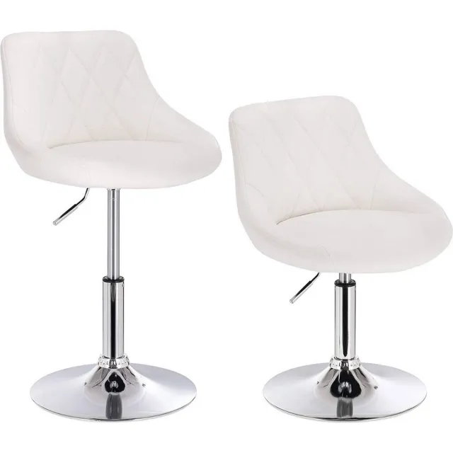 Happyment Barkruk Norino deluxe - Industrial - White - Barkrukken set van 1 - Barstoel Kruk - Barstoelen met rugleuning - Keukenstoel - In hoogte verstelbaar - Kunstleer
