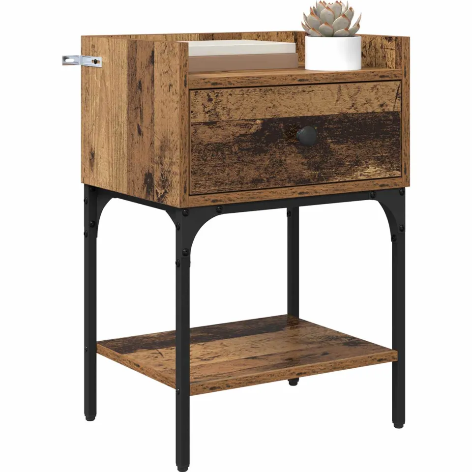 vidaXL Nachtkastje 2 st Oudhout 40 x 29 x 60 cm Bewerkt hout Bruin