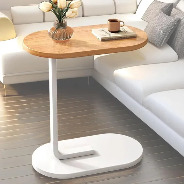 HAUSS SPOLE Bijzettafel - 45x30x63 cm - Ovale Bijzettafel - edtafel en Laptoptafel - Laptop desk - Bijzettafel Bank - Bijzettafel - Nachtkastje -Hout & Metaal-Bruin