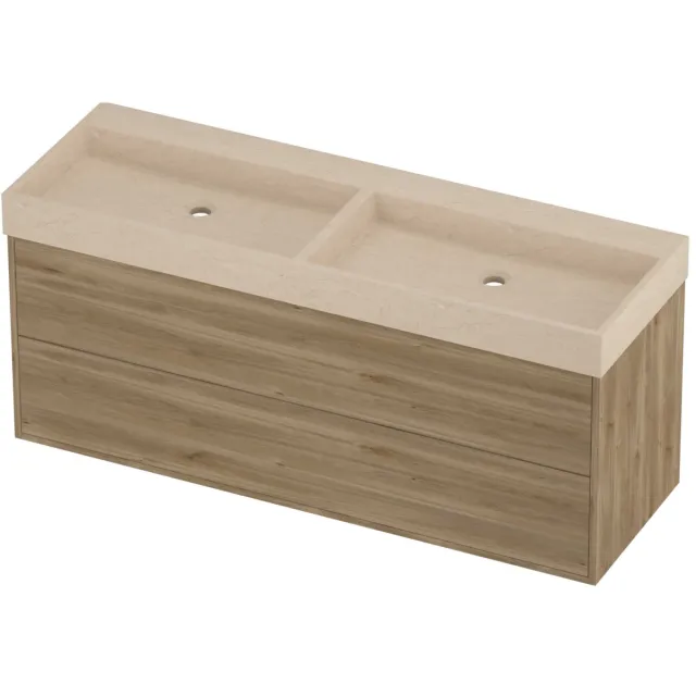 Proline Evoli Badmeubelset Hardsteen Loft Dubbel 140x46x62 cm Sand Stone Cider Oak Eiken