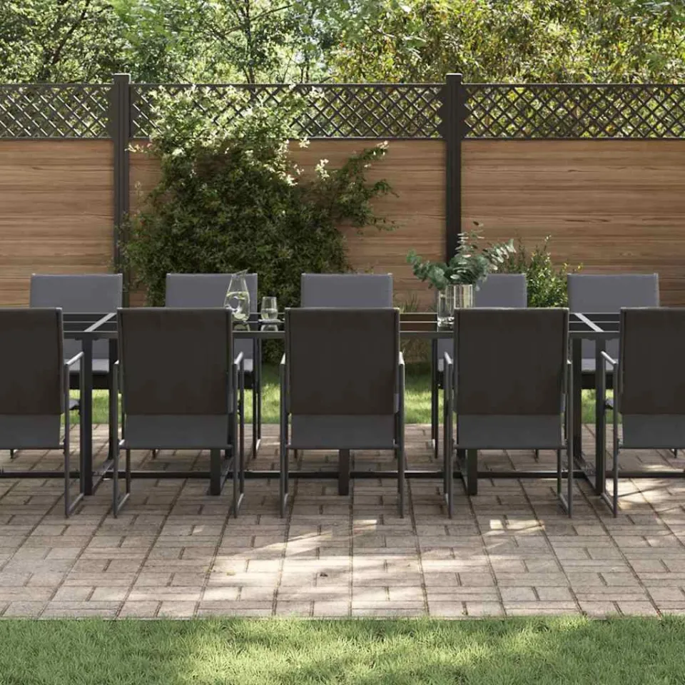 vidaXL Tuin eettafelset 15 st Zwart Staal, foto 3