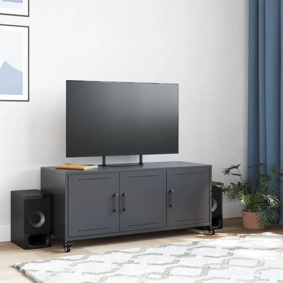 vidaXL Tv-meubel 100,5x39x43,5 cm staal antracietkleurig, foto 3