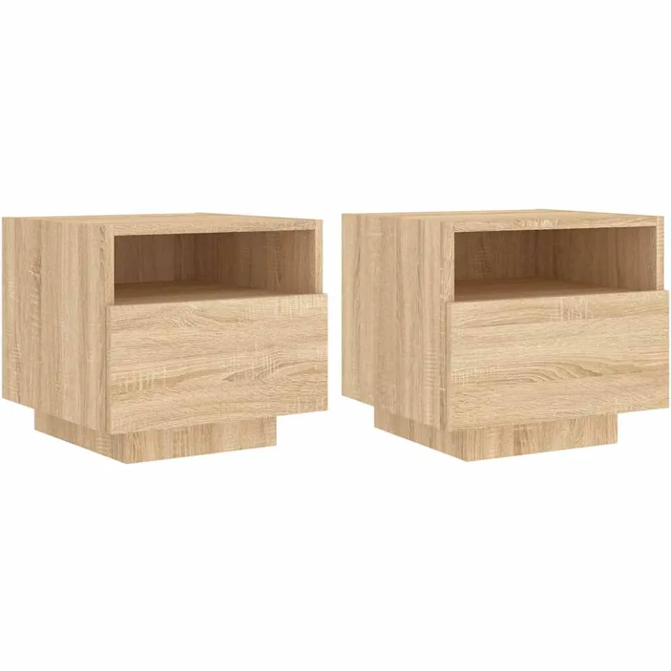 vidaXL Nachtkastjes met LED-verlichting 2 st 40x39x37 cm sonoma eiken Bruin