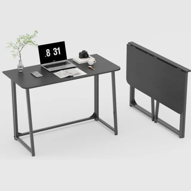 Unyqoos Compact inklapbaar bureau voor efficiënte werkruimte in kleine kamers zwart