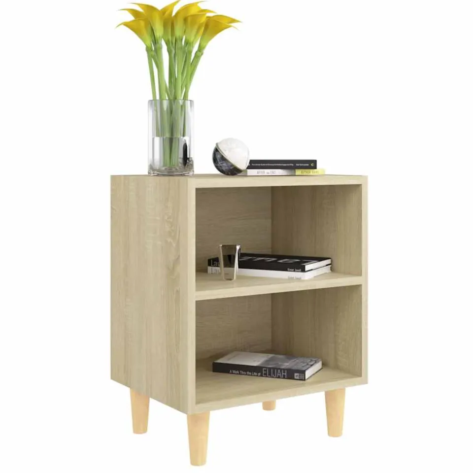 vidaXL Nachtkastjes 2 st met houten poten 40x30x50 cm sonoma eiken